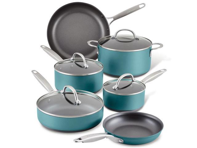 Anolon 10-Piece Achieve Hard Anodized Nonstick Cookware Set - Teal