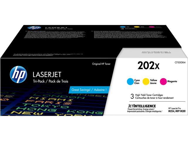 HP 202X CF500XM 3 High Yield Toner Cartridge: Cyan, Magenta & Yellow