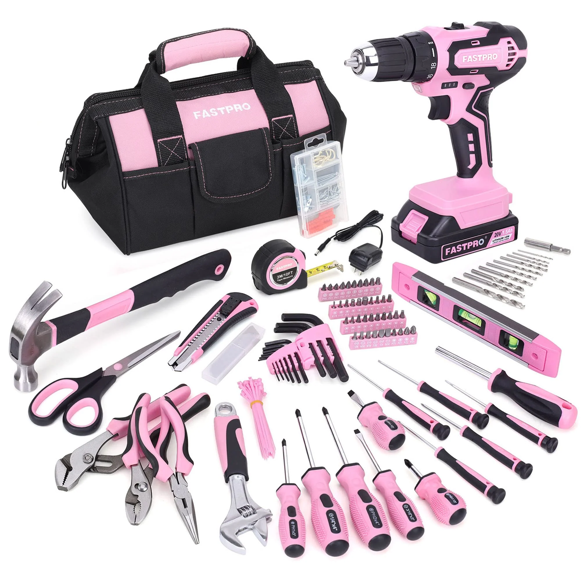 FASTPRO 232 Piece Cordless Drill Driver and Home Tool Set