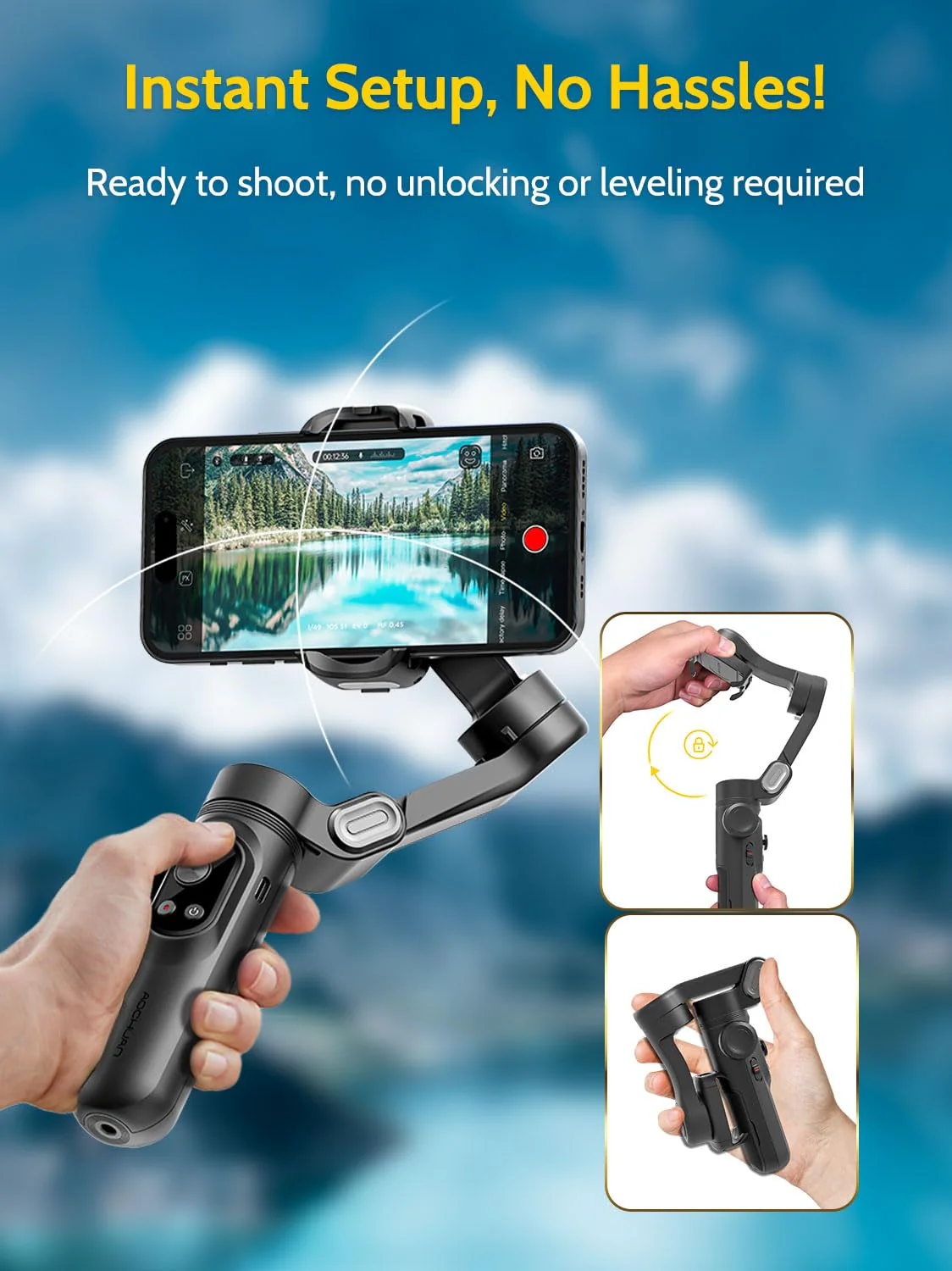 AOCHUAN Gimbal Stabilizer for Smartphone w/Wireless Charging