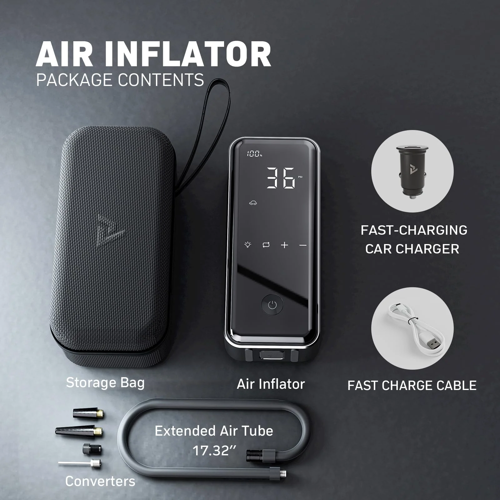 DENVIX Tire Inflator, 2X Faster Cordless Electric Air Pump