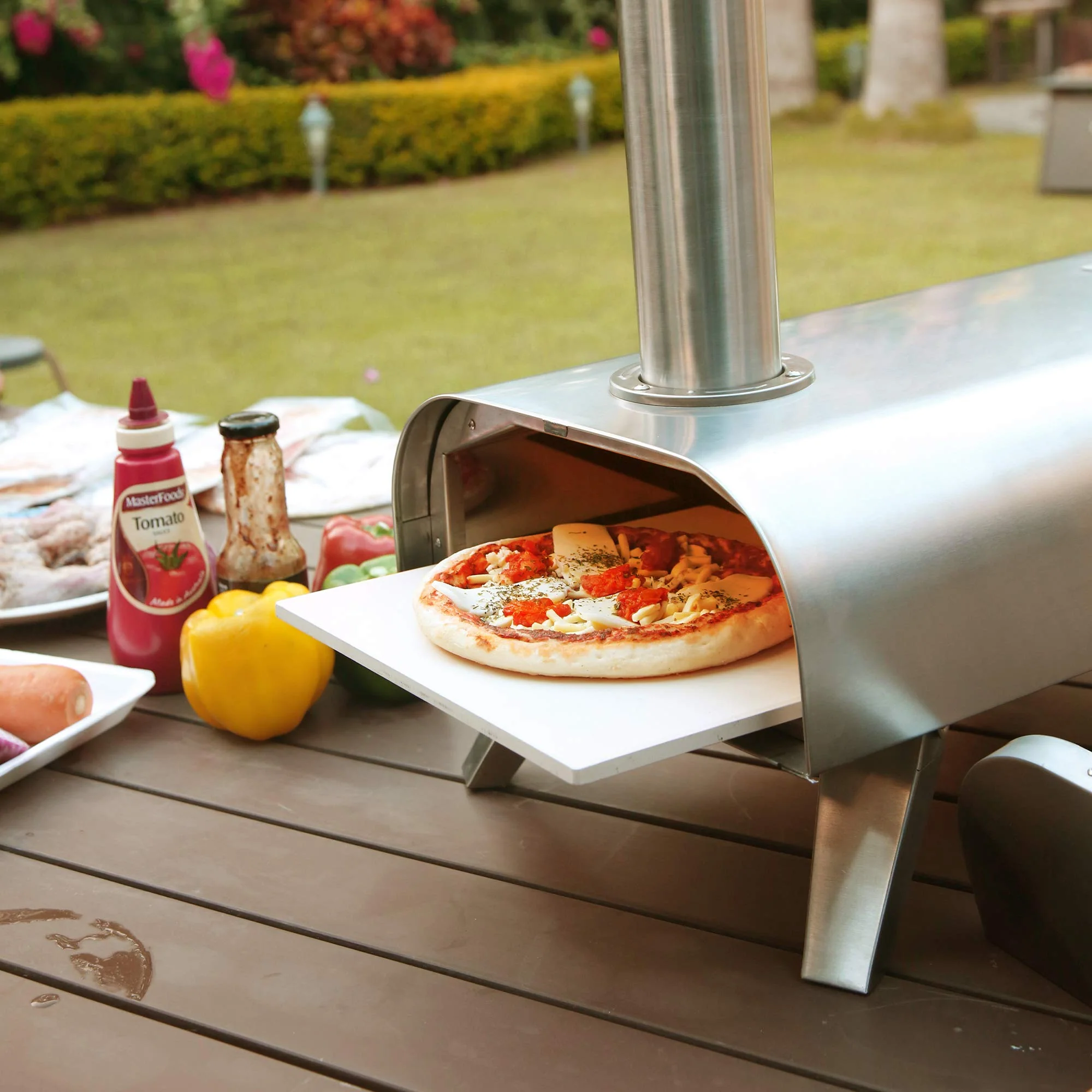 BIG HORN OUTDOORS Portable Stainless Steel Pizza Grill Oven