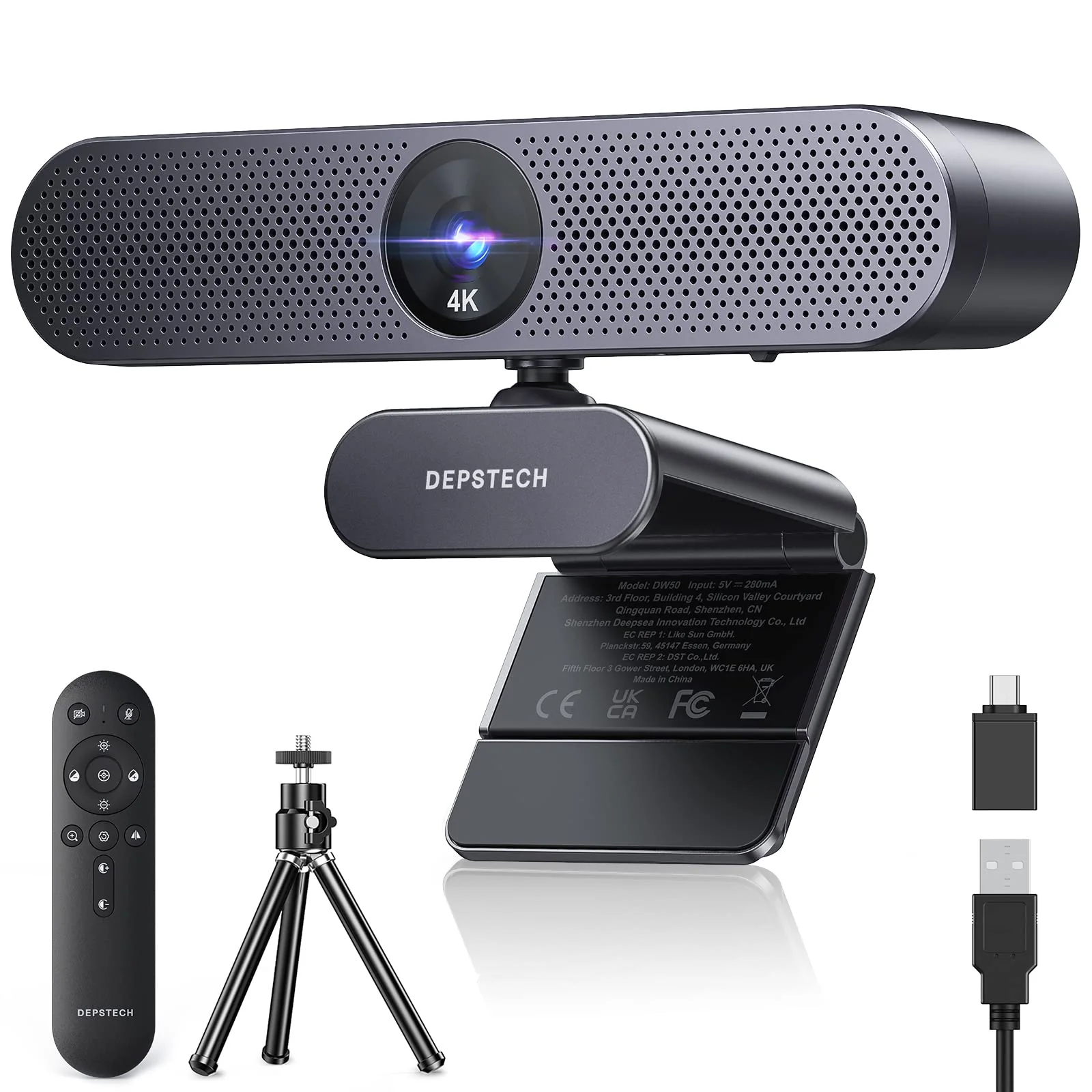DEPSTECH 4K Zoomable Webcam with Microphone and Remote