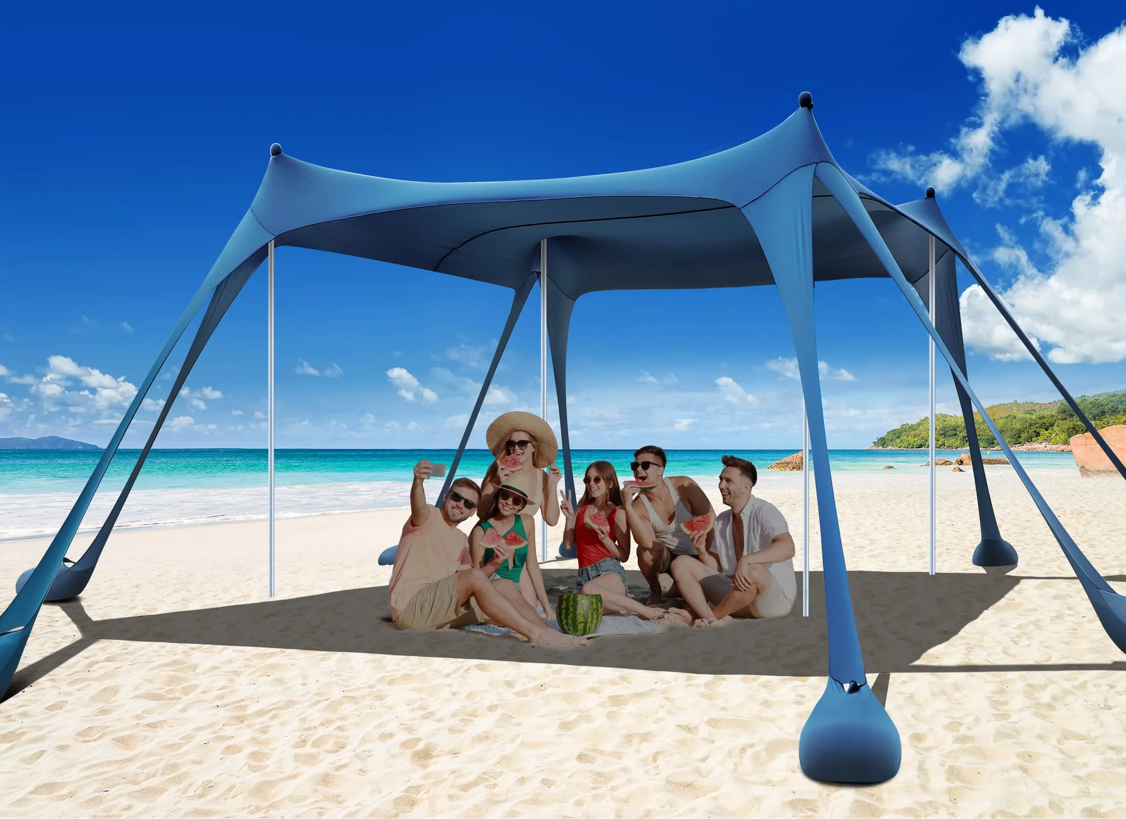 Osoeri Beach Tent, Camping Sun Shelter UPF50+ with 8 Sandbags