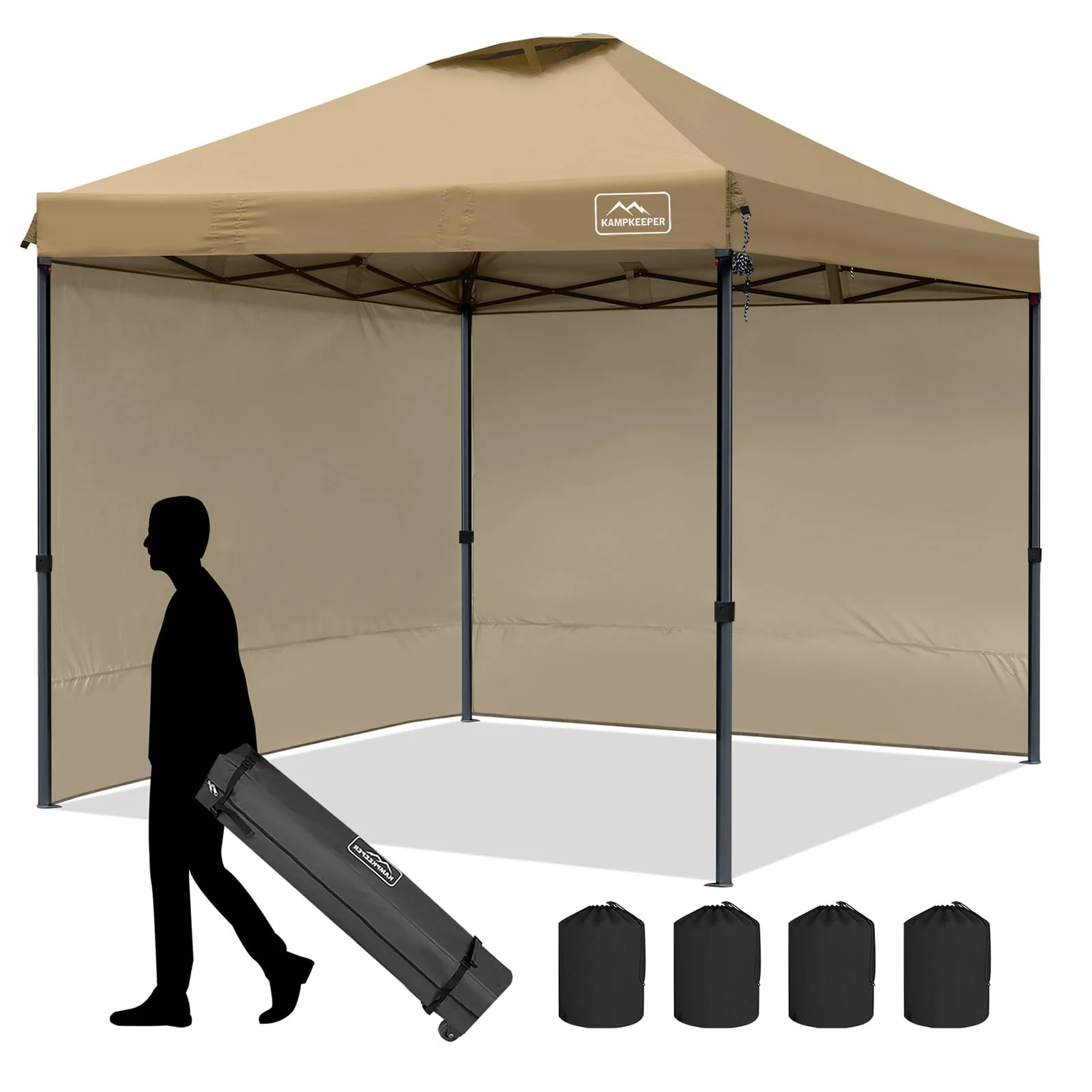 KAMPKEEPER 10x10 Pop Up Canopy Tent with Sidewalls