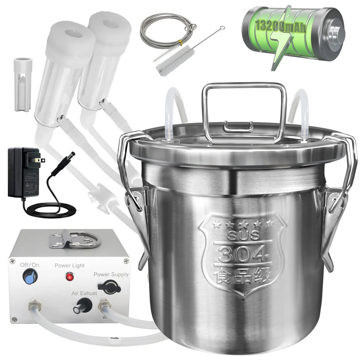 Hantop 6L Goat Milking Machine, Adjustable Vacuum Pump