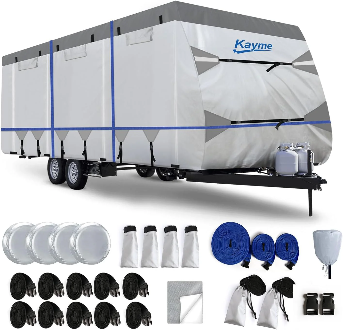 Kayme 300D Oxford Travel Trailer RV Cover, 28-31ft Camper Cover