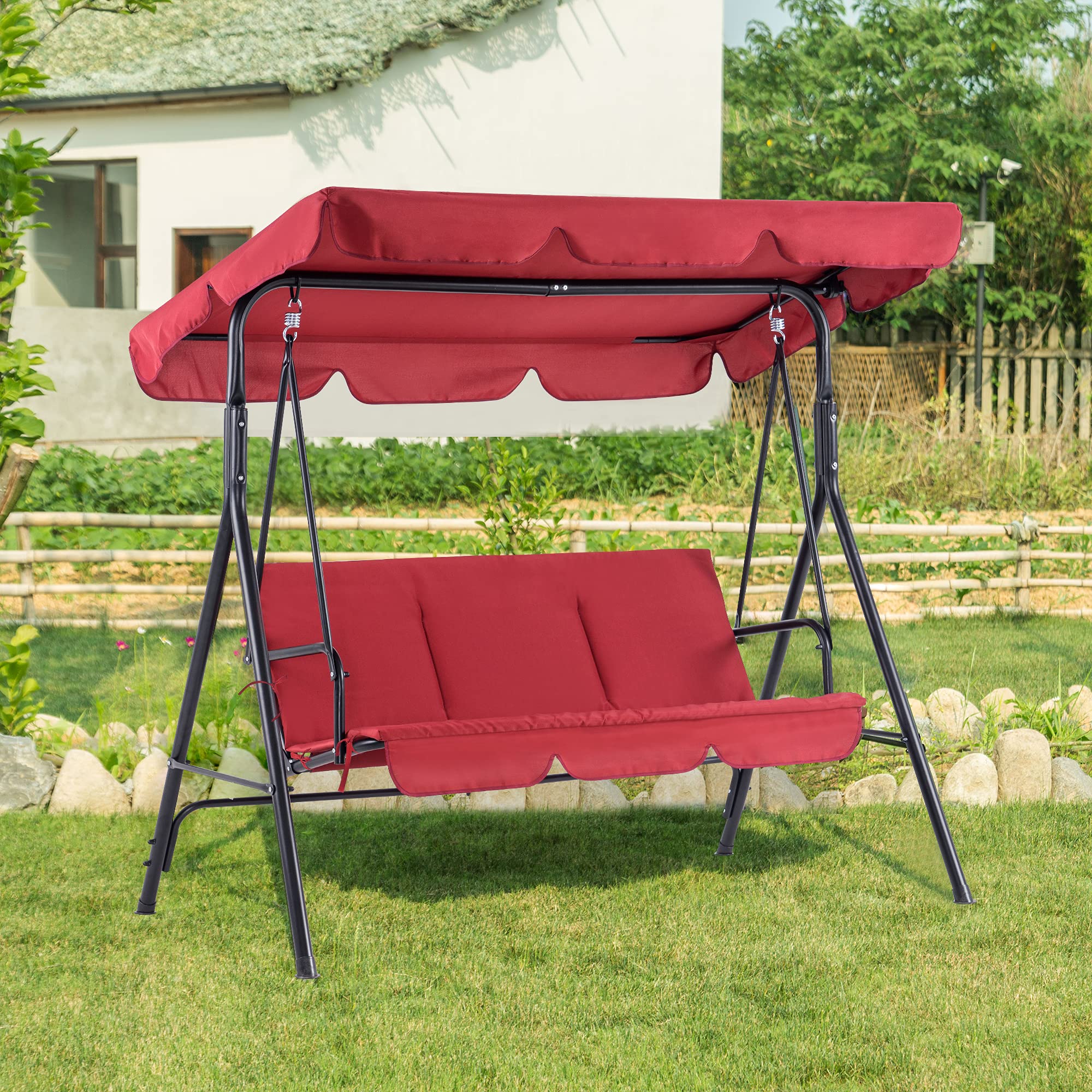 Mcombo 3-Person Outdoor Patio Swing Chair