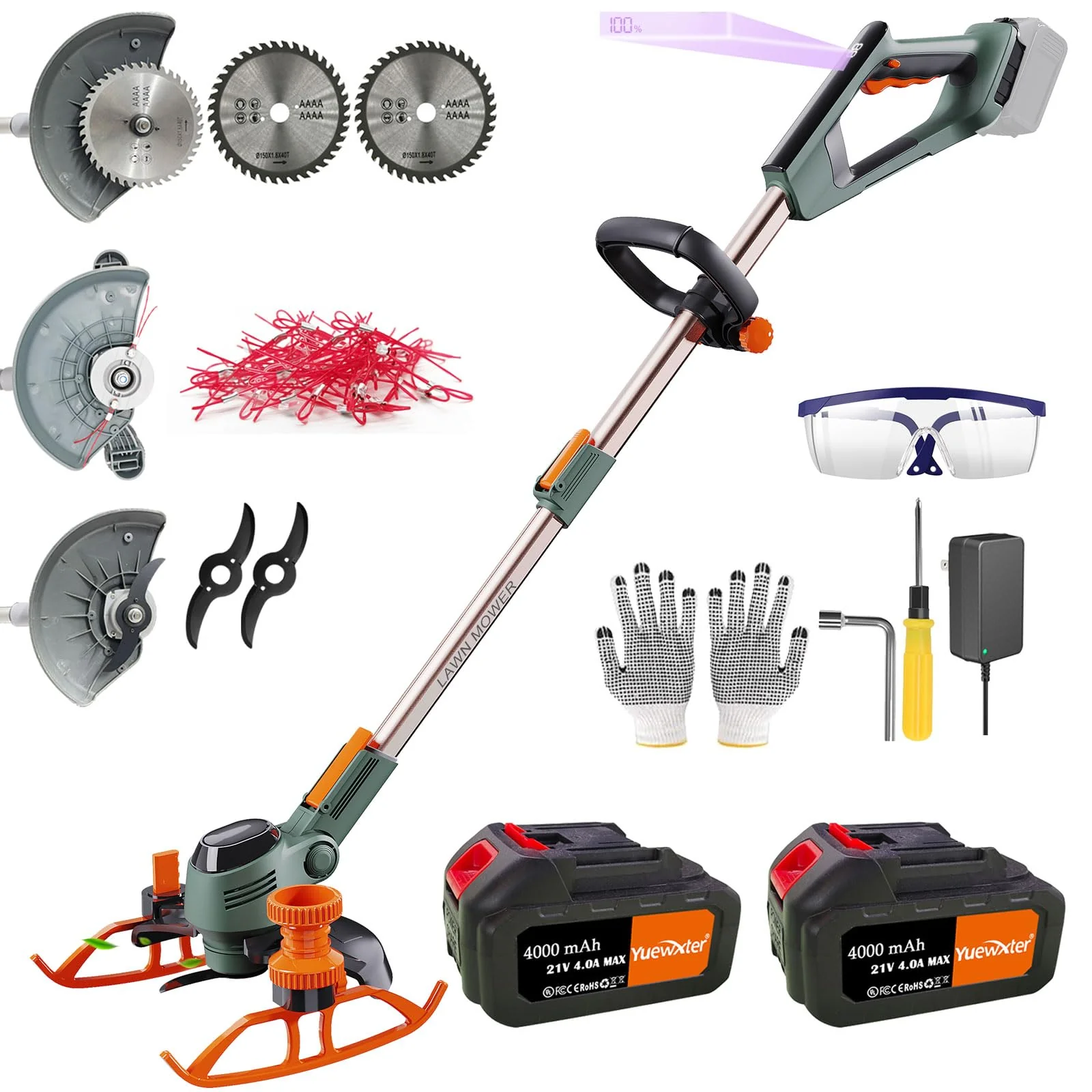 YUEWXTER Electric Weed Wacker, 4-in-1 Grass Trimmer