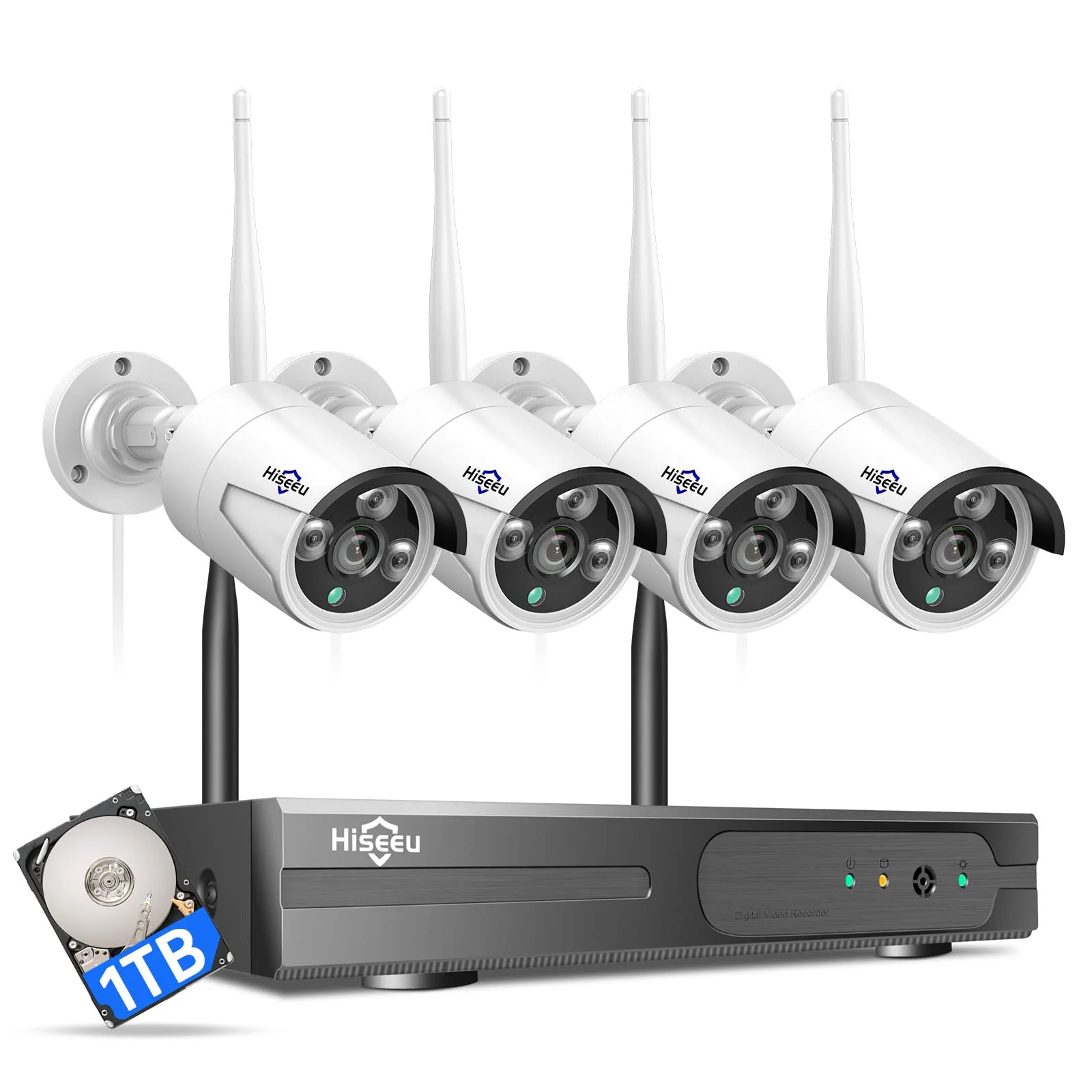 Hiseeu Wireless Security Camera System with 1TB Hard Drive