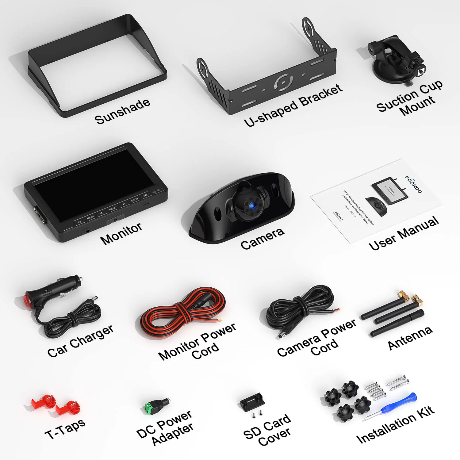Fookoo HD 7-inch Wireless RV Backup Camera System