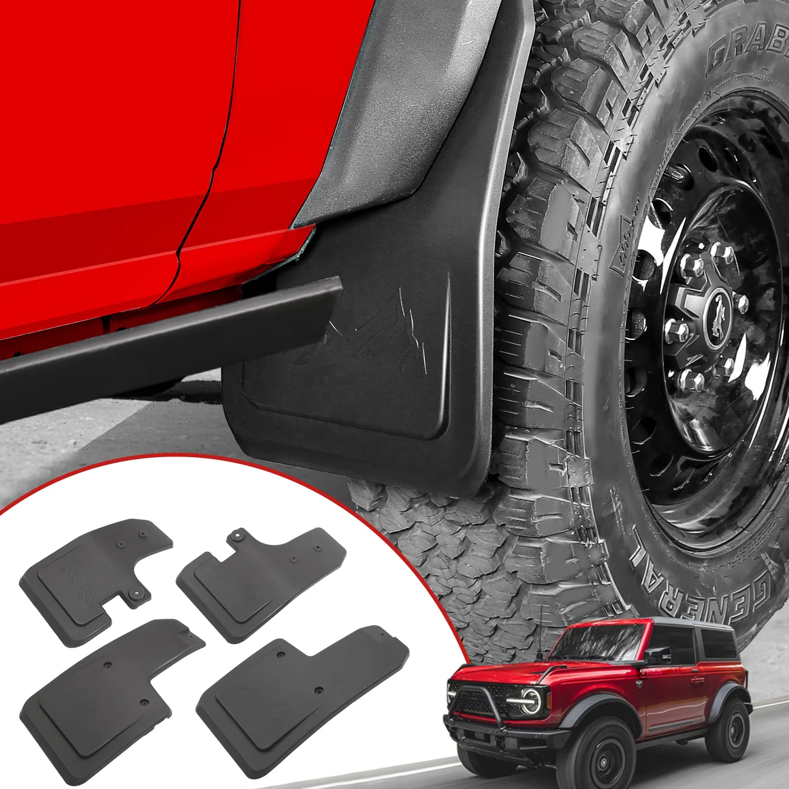 Mabett 4PCS Mud Flaps for Ford Bronco Accessories