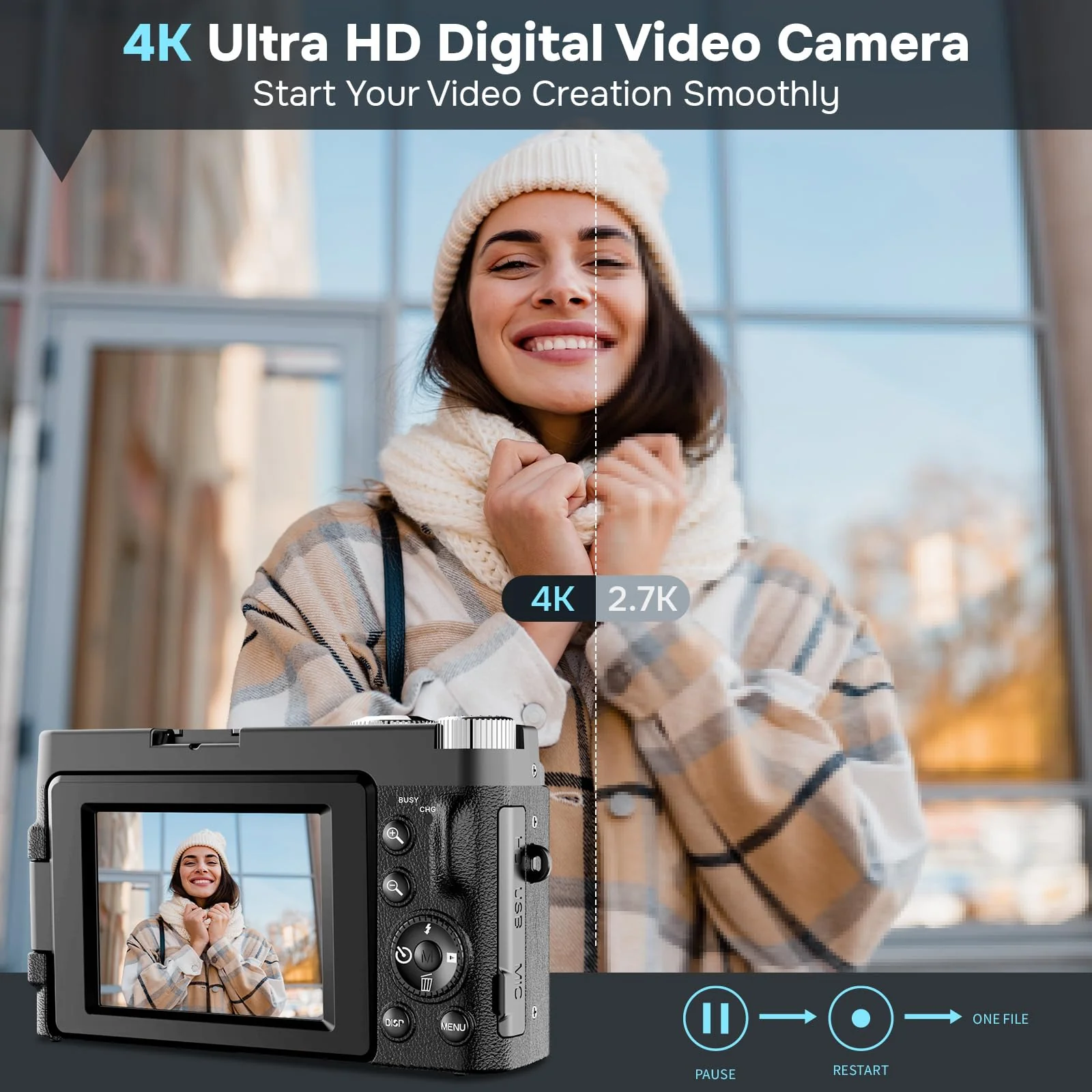 Duluvulu 4K Digital Camera for Photography Autofocus