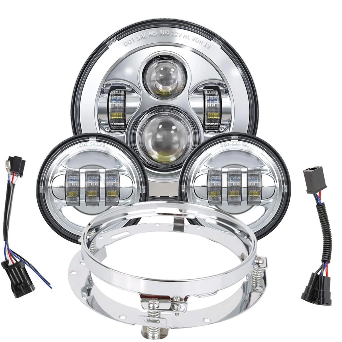 TRUCKMALL 7 inch LED Headlight Fog Passing Lights DOT Kit