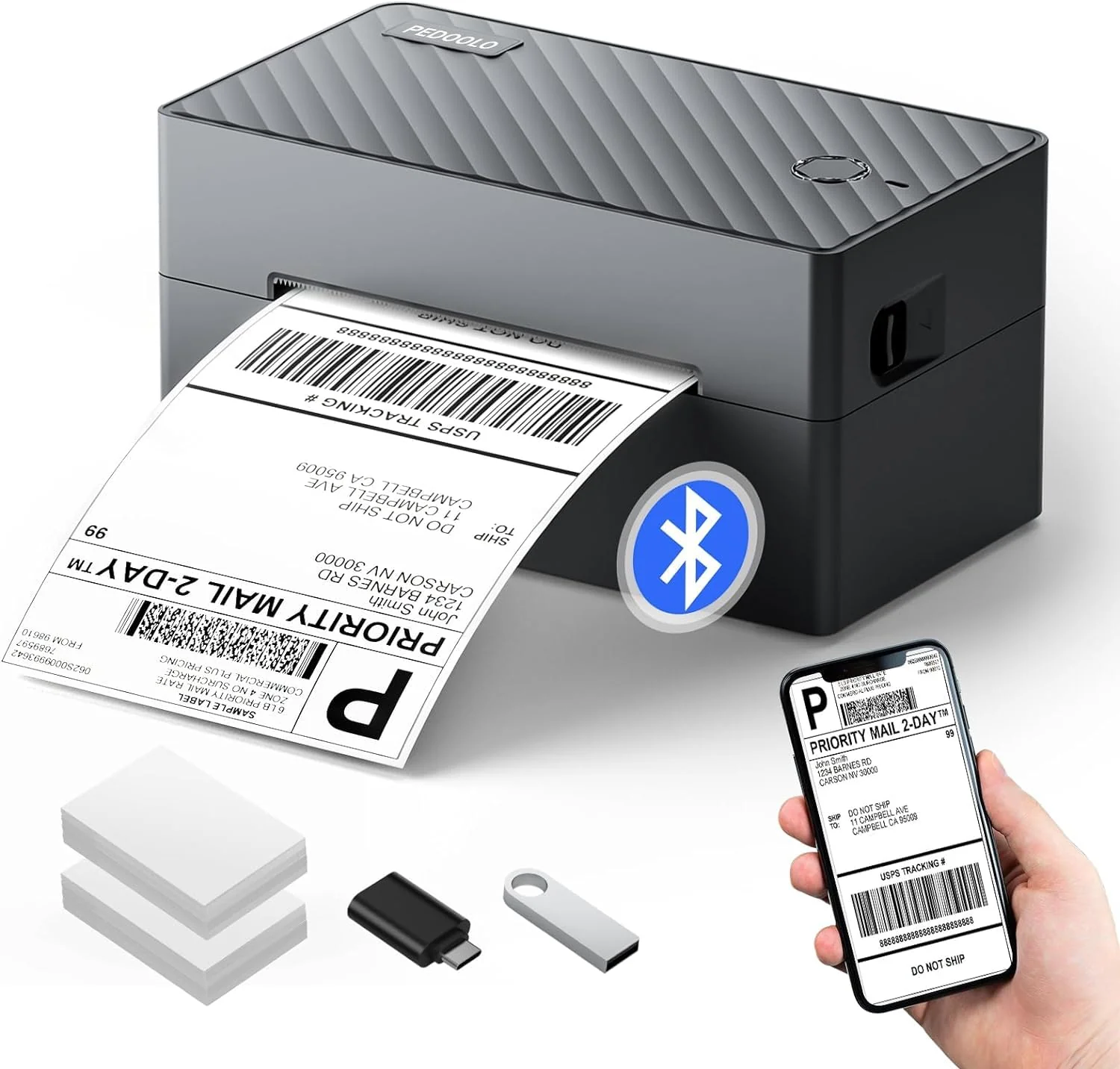 PEDOOLO Bluetooth 4x6 Thermal Shipping Label Printer