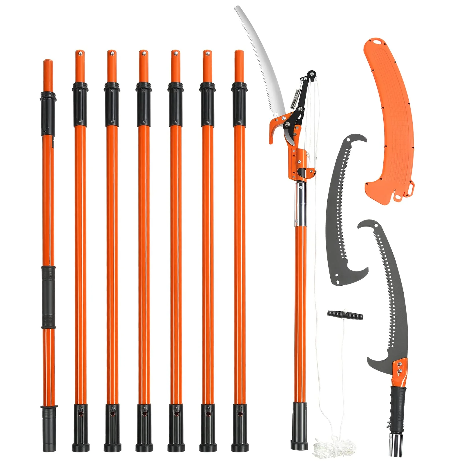 VEVOR Manual Pole Saw, 7.3-27 ft Extendable Tree Pruner