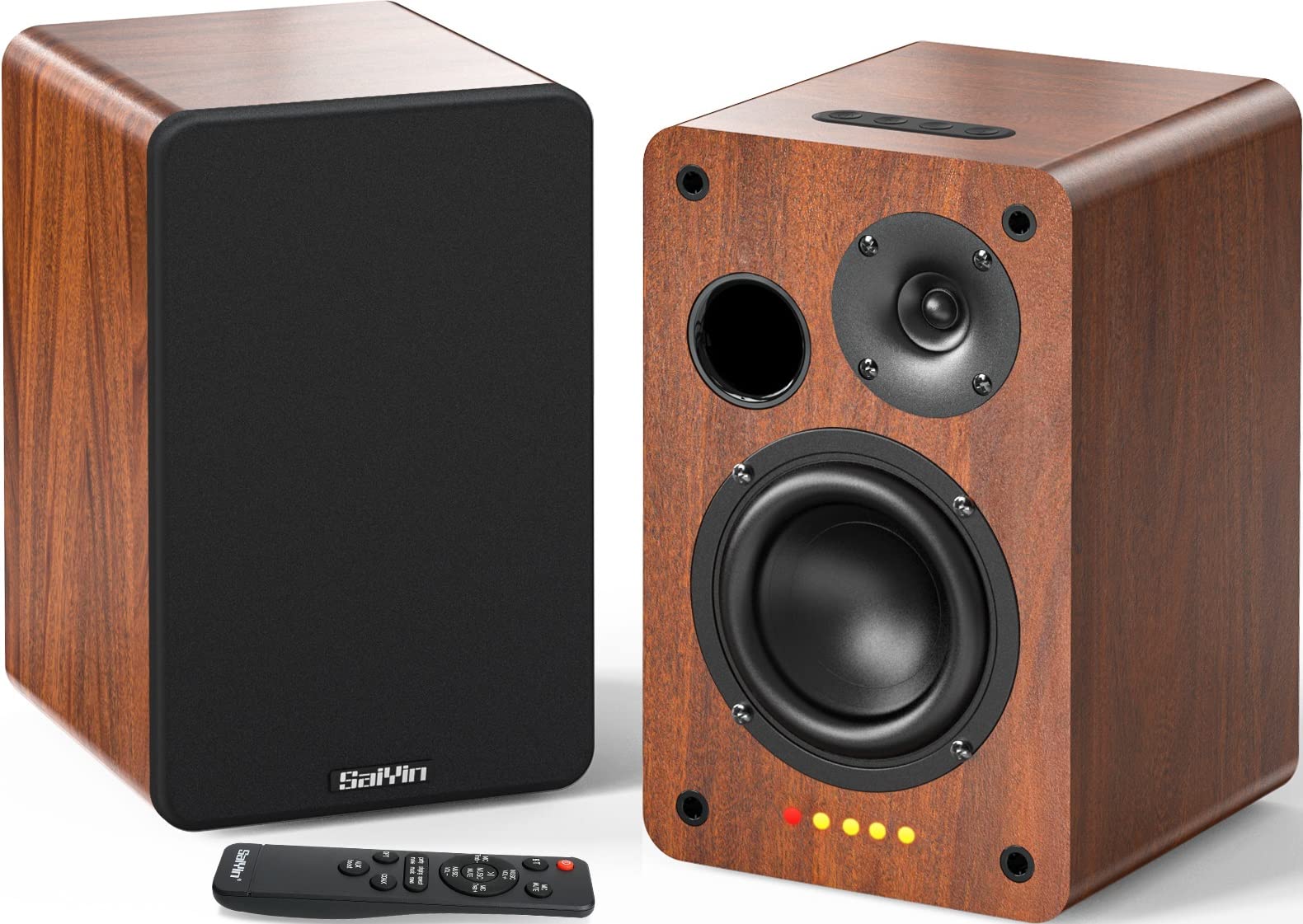 Saiyin Bluetooth Bookshelf Speakers, 40W X 2 Powered TV Speakers