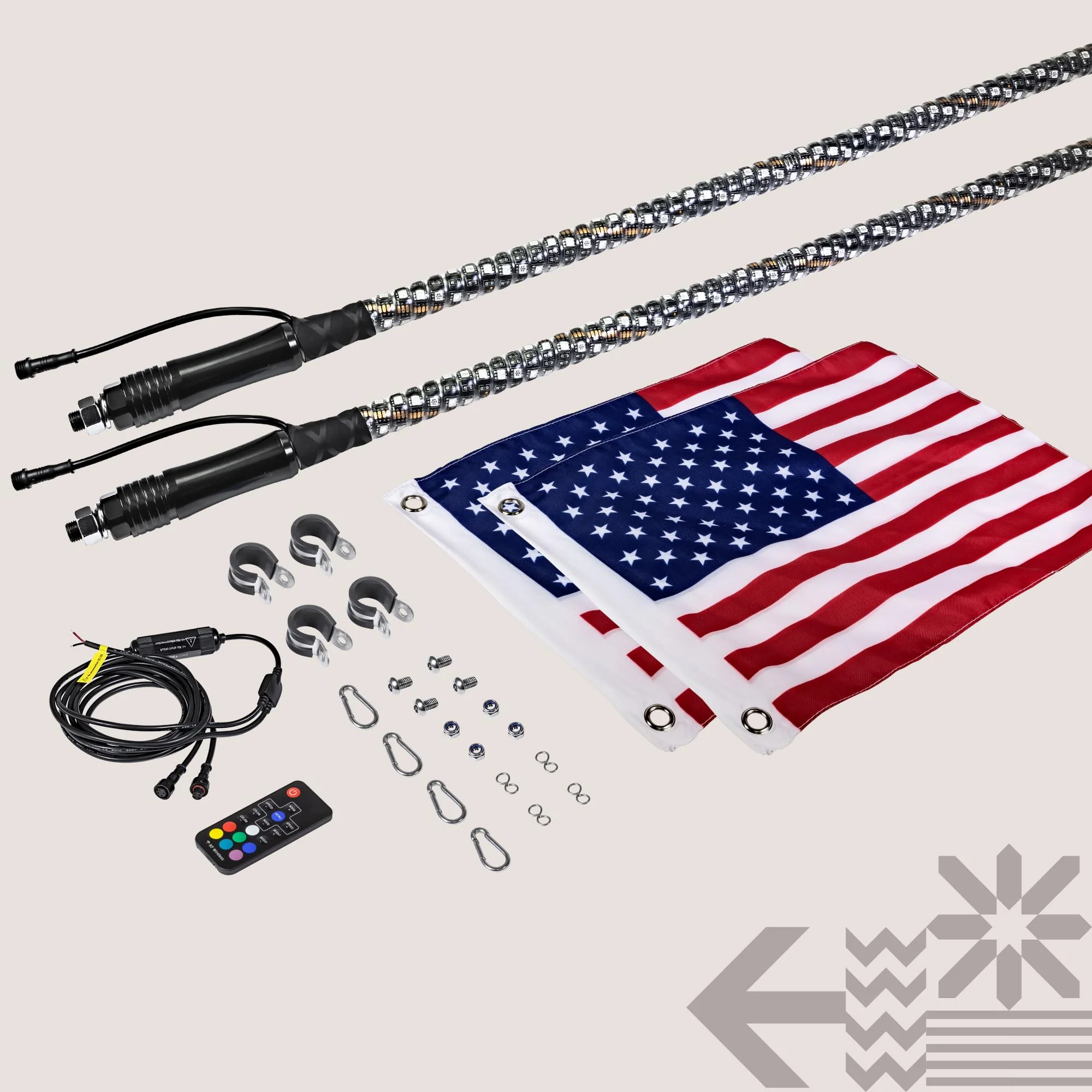 True Mods 2pc 2ft Spiral RGB LED Whip Light for UTV ATV