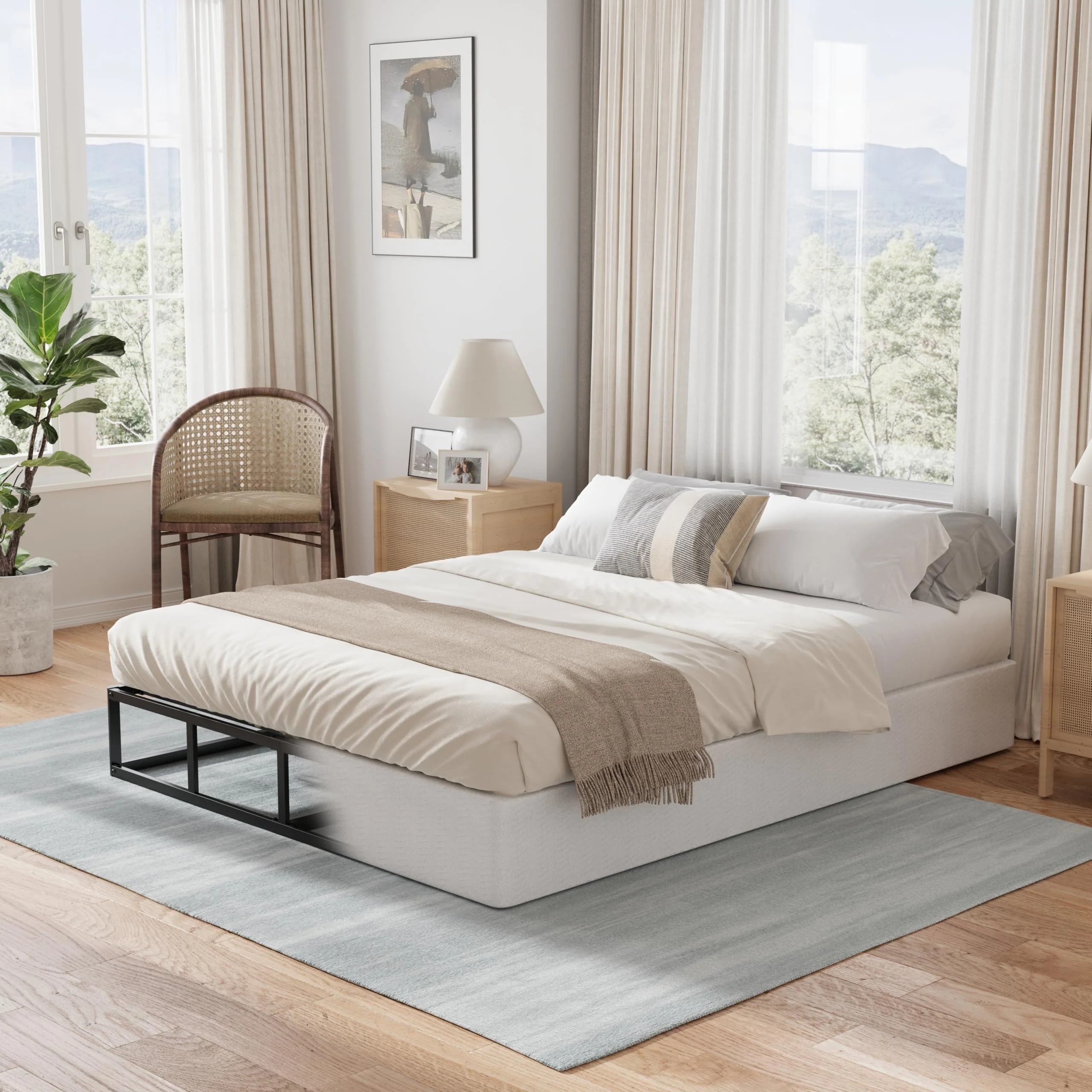 HUEIIS Queen Box Spring 9 Inch Metal Frame Mattress Foundation