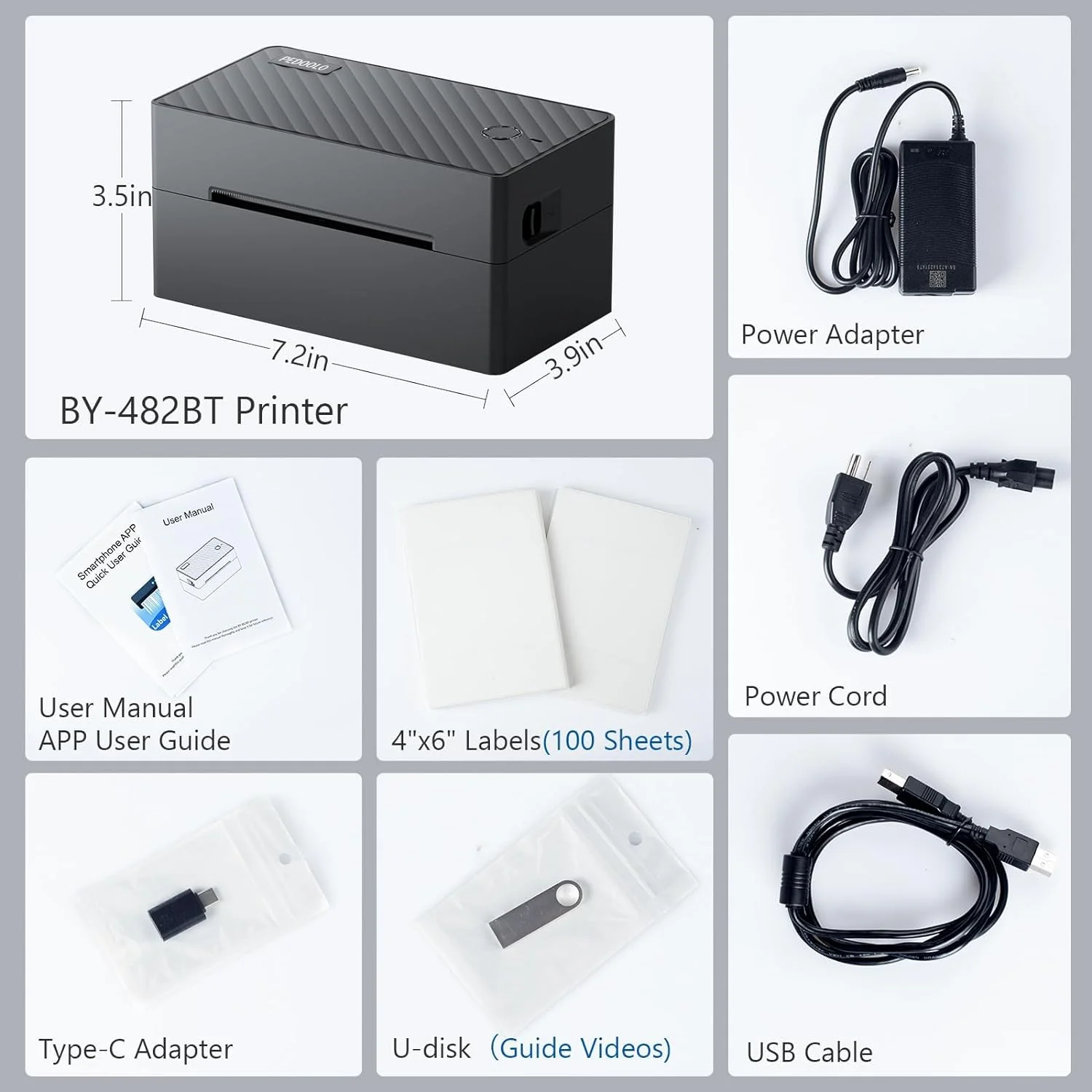 PEDOOLO Bluetooth 4x6 Thermal Shipping Label Printer