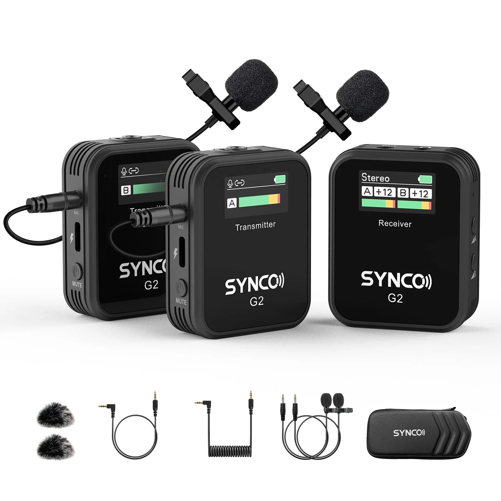 SYNCO Wireless Lavalier Microphone, G2(A2) 2.4G Dual Transmitter