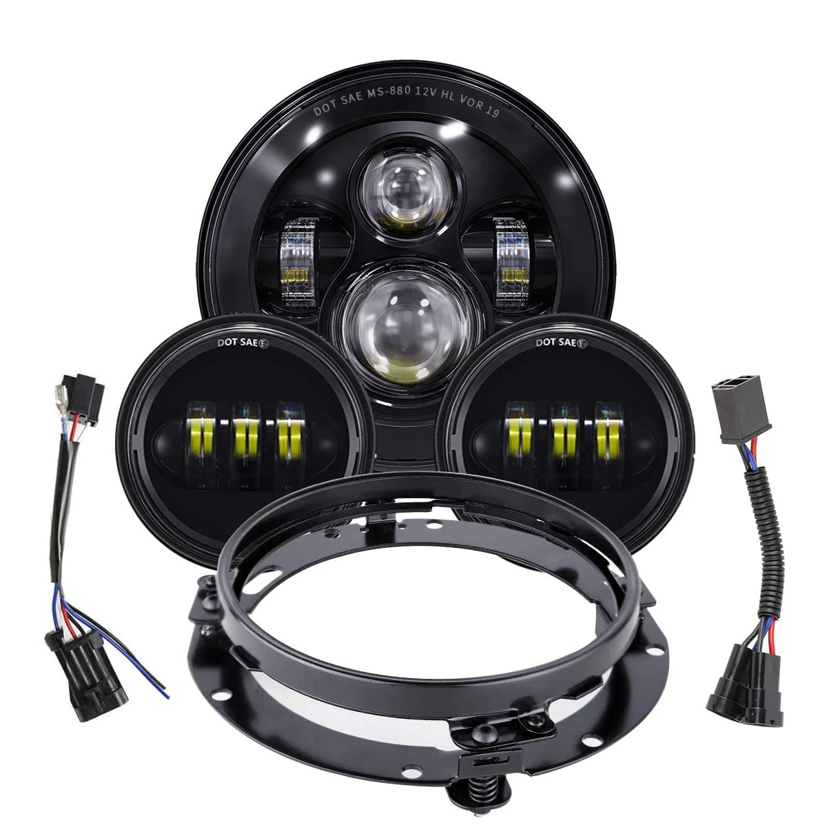TRUCKMALL 7 inch LED Headlight Fog Passing Lights DOT Kit