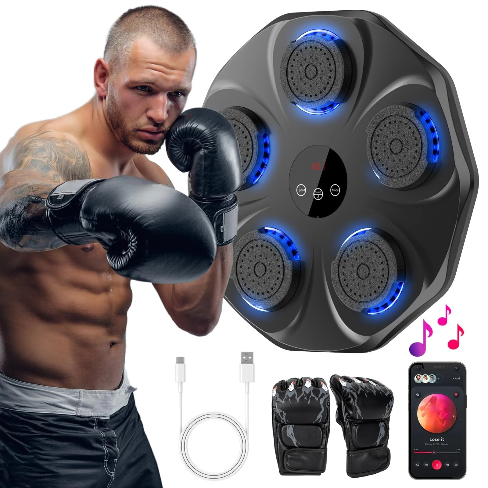 Smart Bluetooth Music Boxing Machine with Boxing Gloves