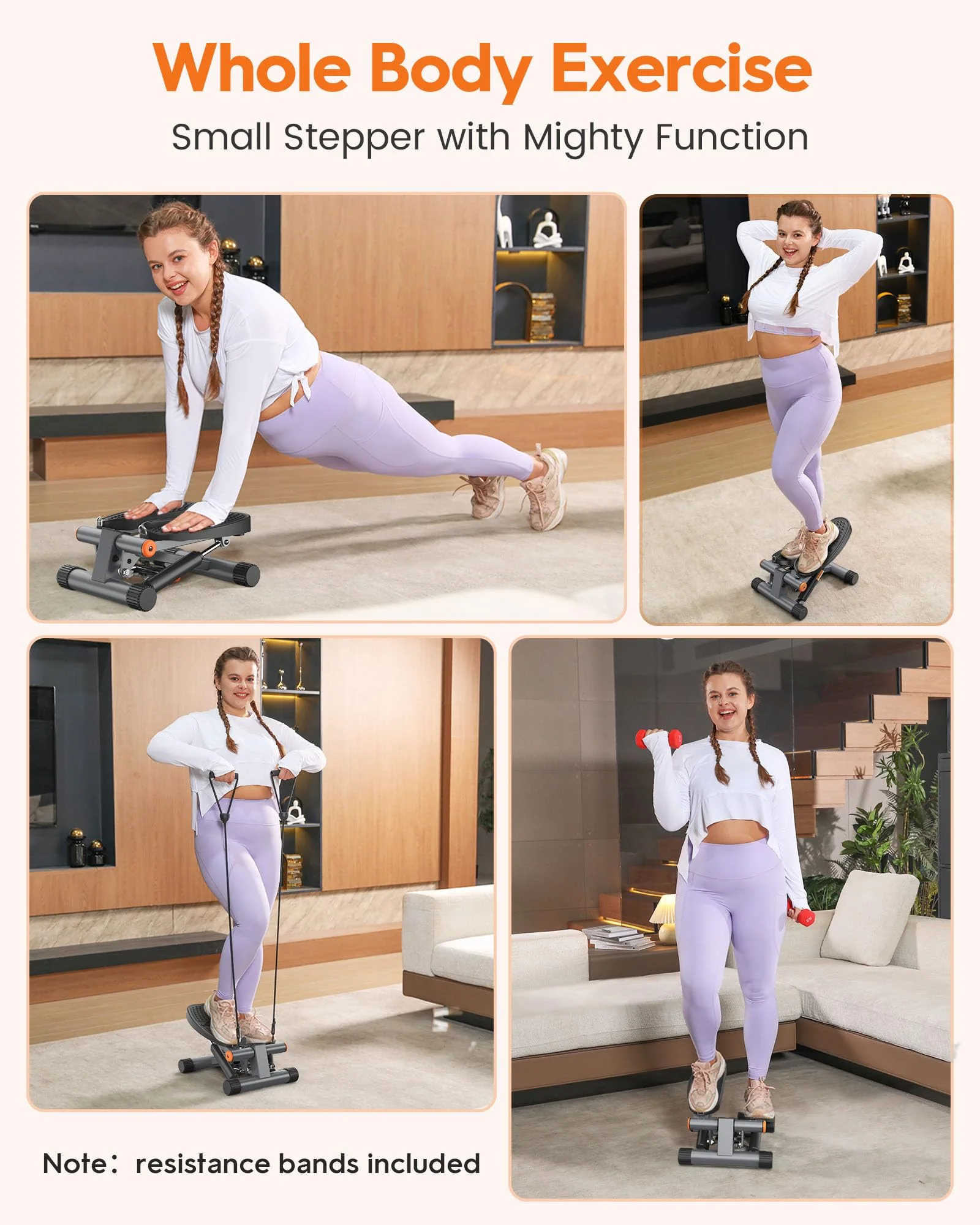 Niceday Mini Stair Stepper with Resistance Bands