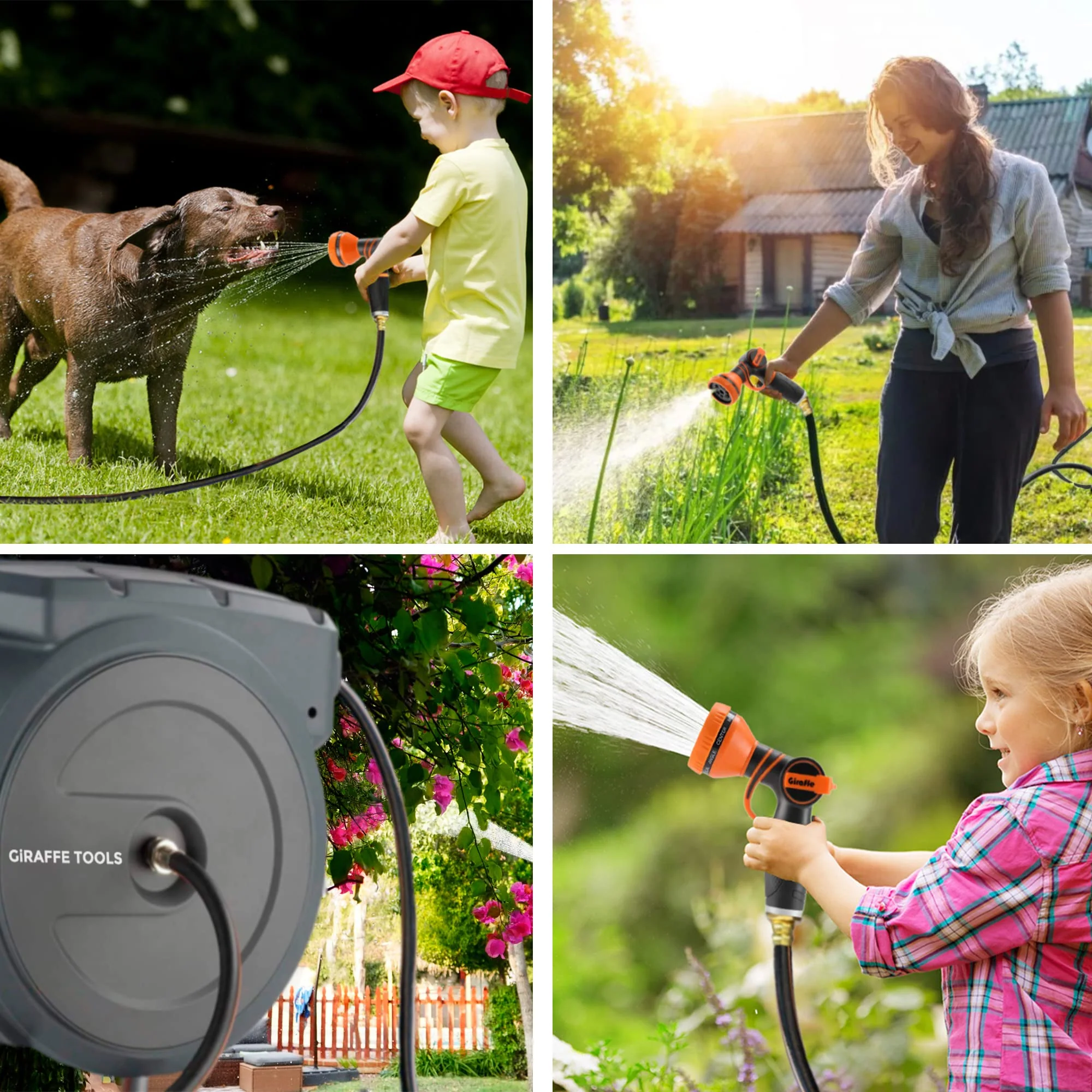 Giraffe Tools Retractable Garden Hose Reel 1/2 Inch x 130 ft