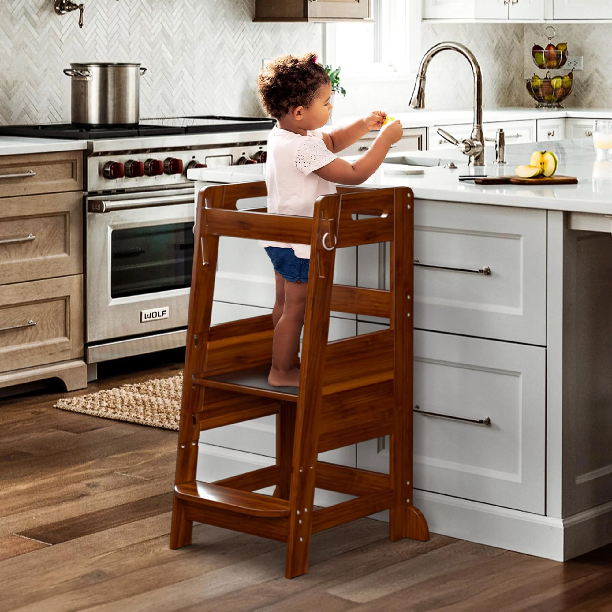 TOETOL Bamboo Toddler Kitchen Step Stool