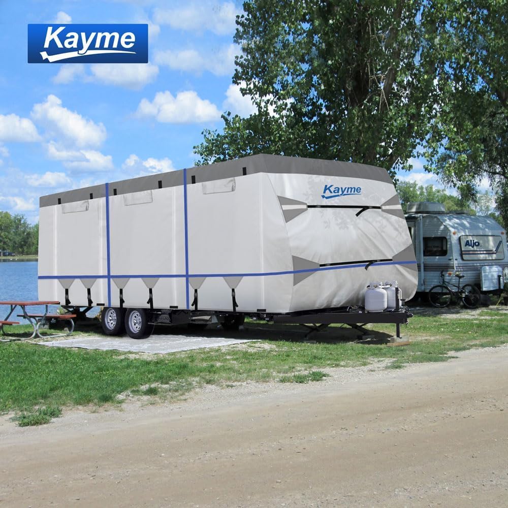 Kayme 300D Oxford Travel Trailer RV Cover, 28-31ft Camper Cover