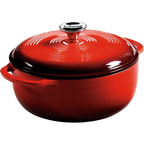 Lodge Cast Iron 4.5 Quart Enameled Dutch Oven, Red