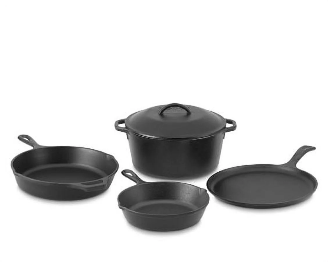 Lodge Pre-seasoned Cast Iron 5 Piece Set, L5HS3, 5 piece combo set
