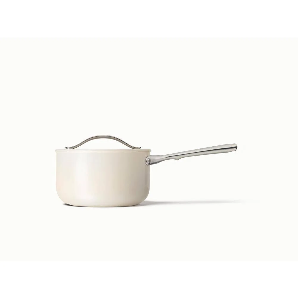 3 qt. Ceramic Non-Stick Sauce Pan in Cream