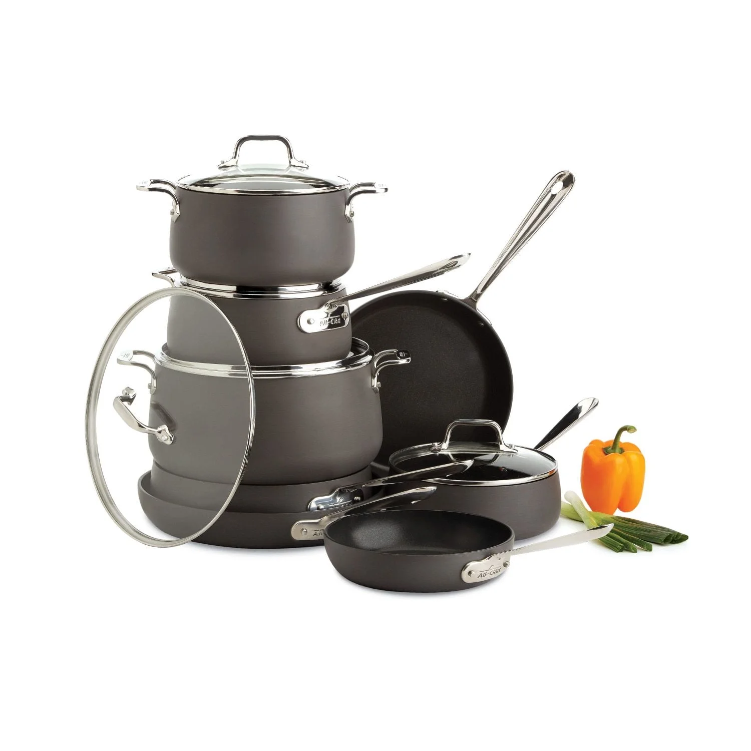 All-Clad HA1 Hard Anodized Nonstick Cookware, 13 Piece Set