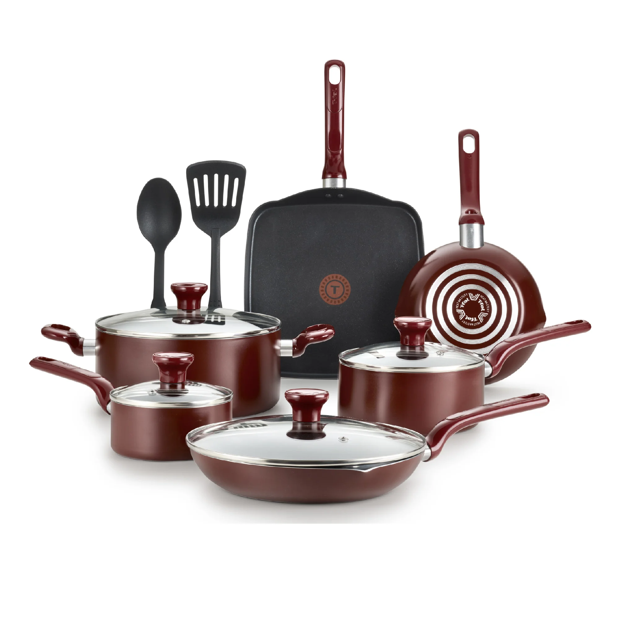 T-fal Easy Care Nonstick Cookware 12 Piece Set Red Dishwasher Safe