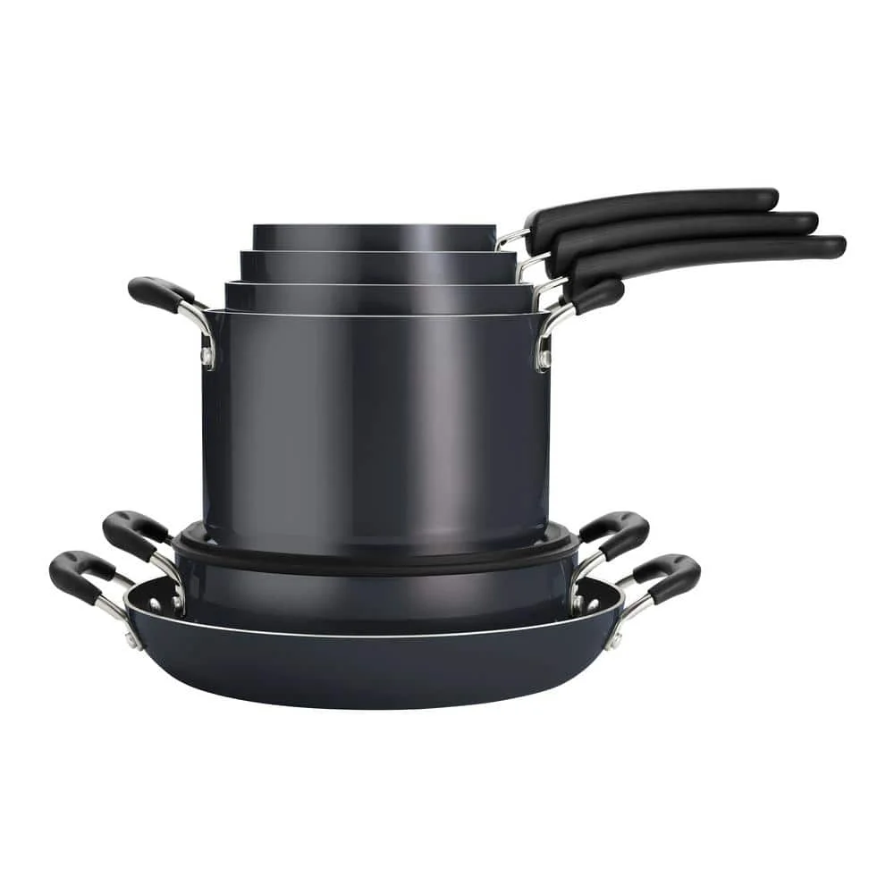 11-Piece Nesting Aluminum Nonstick Cookware Set in Gray