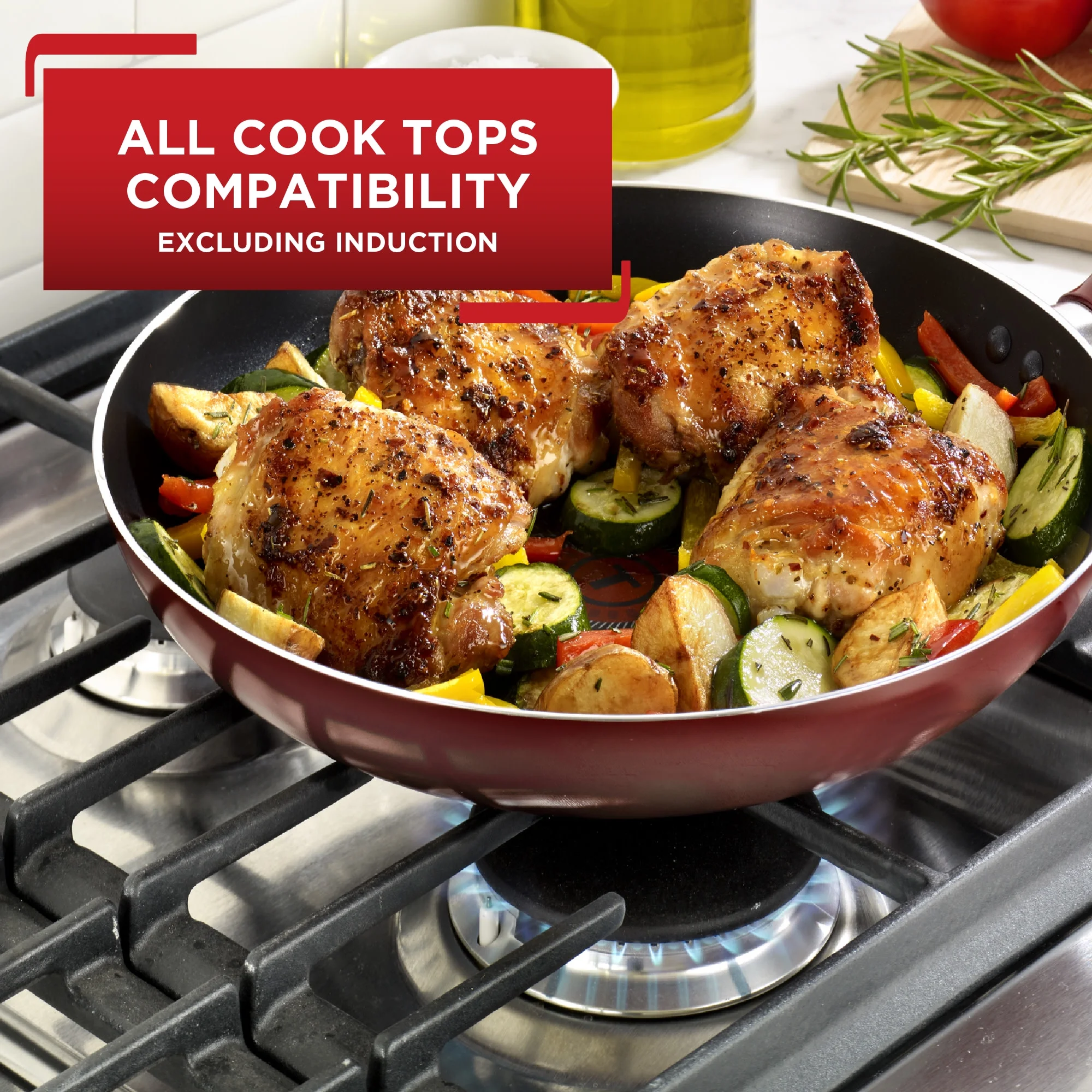 T-fal Easy Care Nonstick Cookware 12 Piece Set Red Dishwasher Safe