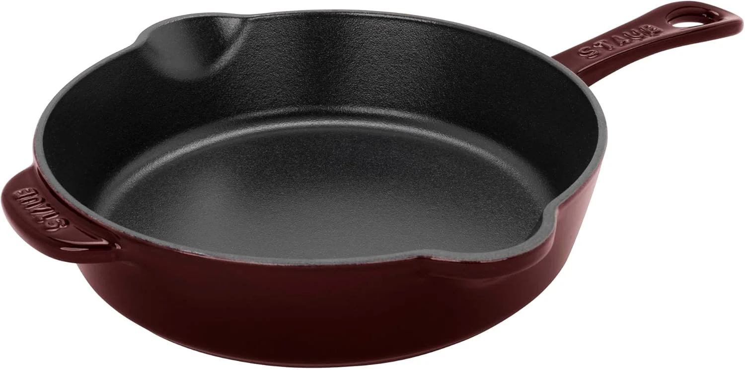 Makelele Fry Pans Cast Iron 8.5-inch Traditional Deep Skillet-Cherry