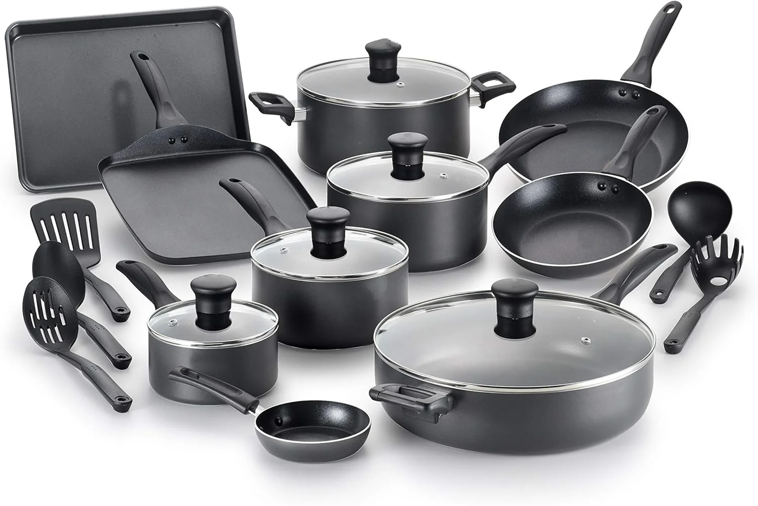 Everything in Kitchen Dishwasher Safe Cookware Set, 20-Piece, Black