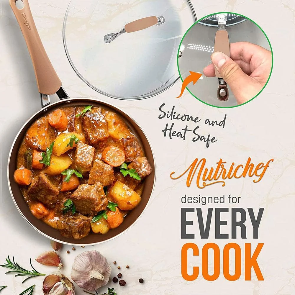 12-Piece Bronze Nonstick Cooking Kitchen Cookware Pots and Pans Set