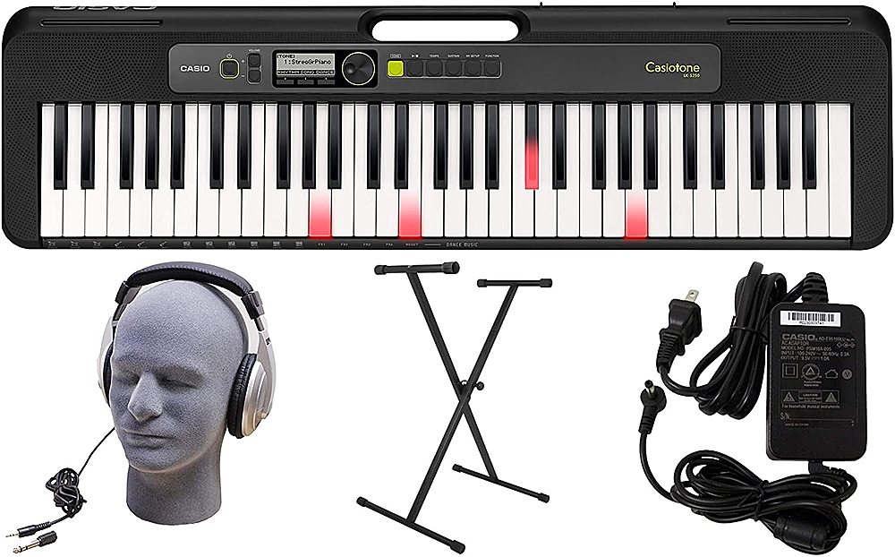 Casio - LK-S250 PPK 61-Key Premium Keyboard Pack - Black