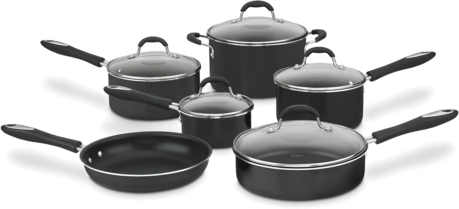 YHZCY 11-Piece Nonstick Cookware Set, Black, 55-11BK