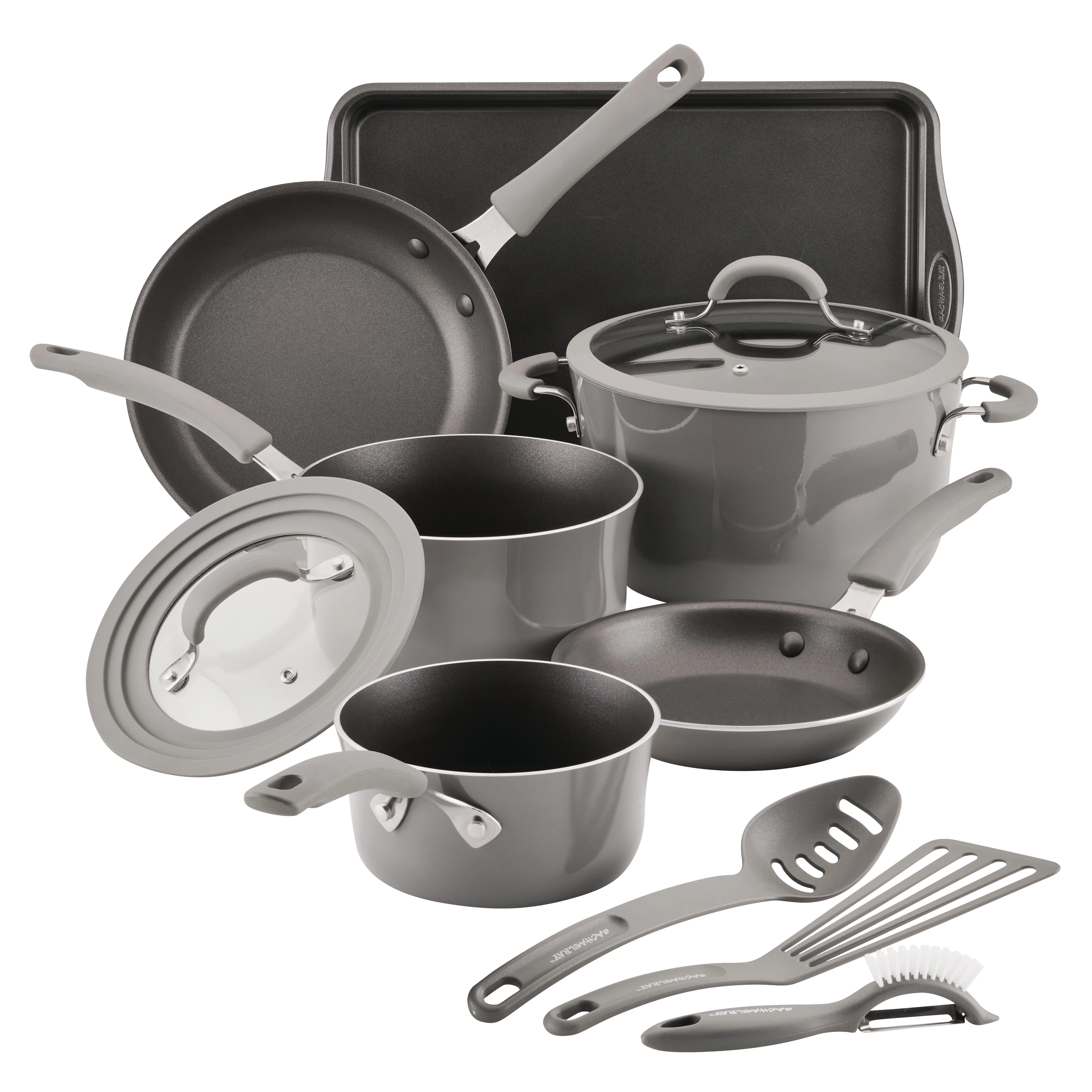 Rachael Ray Cook + Create 11 Pc Aluminum Nonstick Cookware Set, Gray