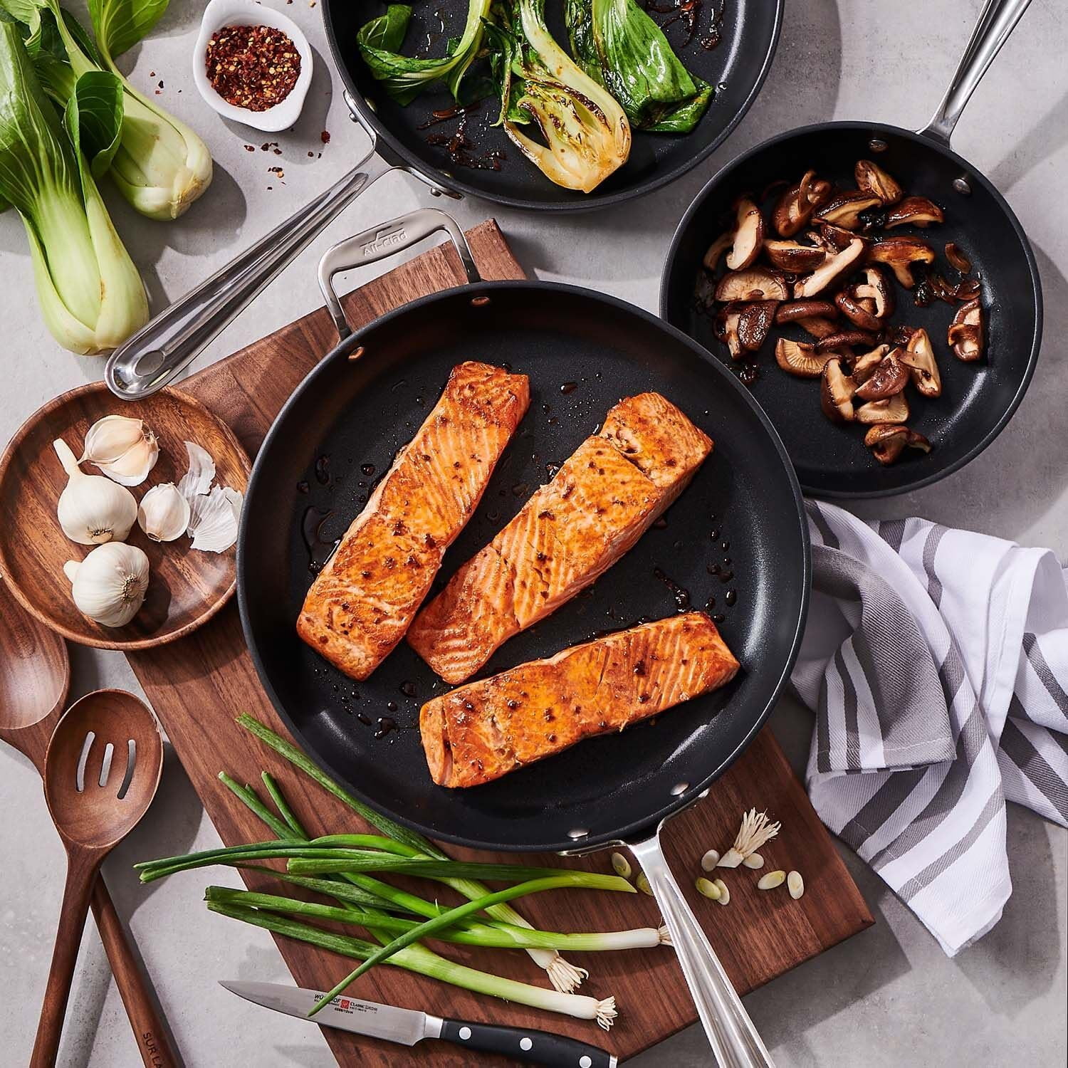 All-Clad HA1 Nonstick Set of 3 Skillets, 834, 1034; and 1234;