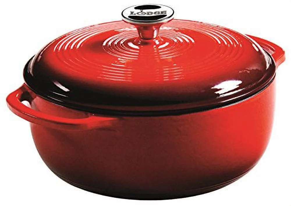 Lodge Cast Iron 4.5 Quart Enameled Dutch Oven, Red