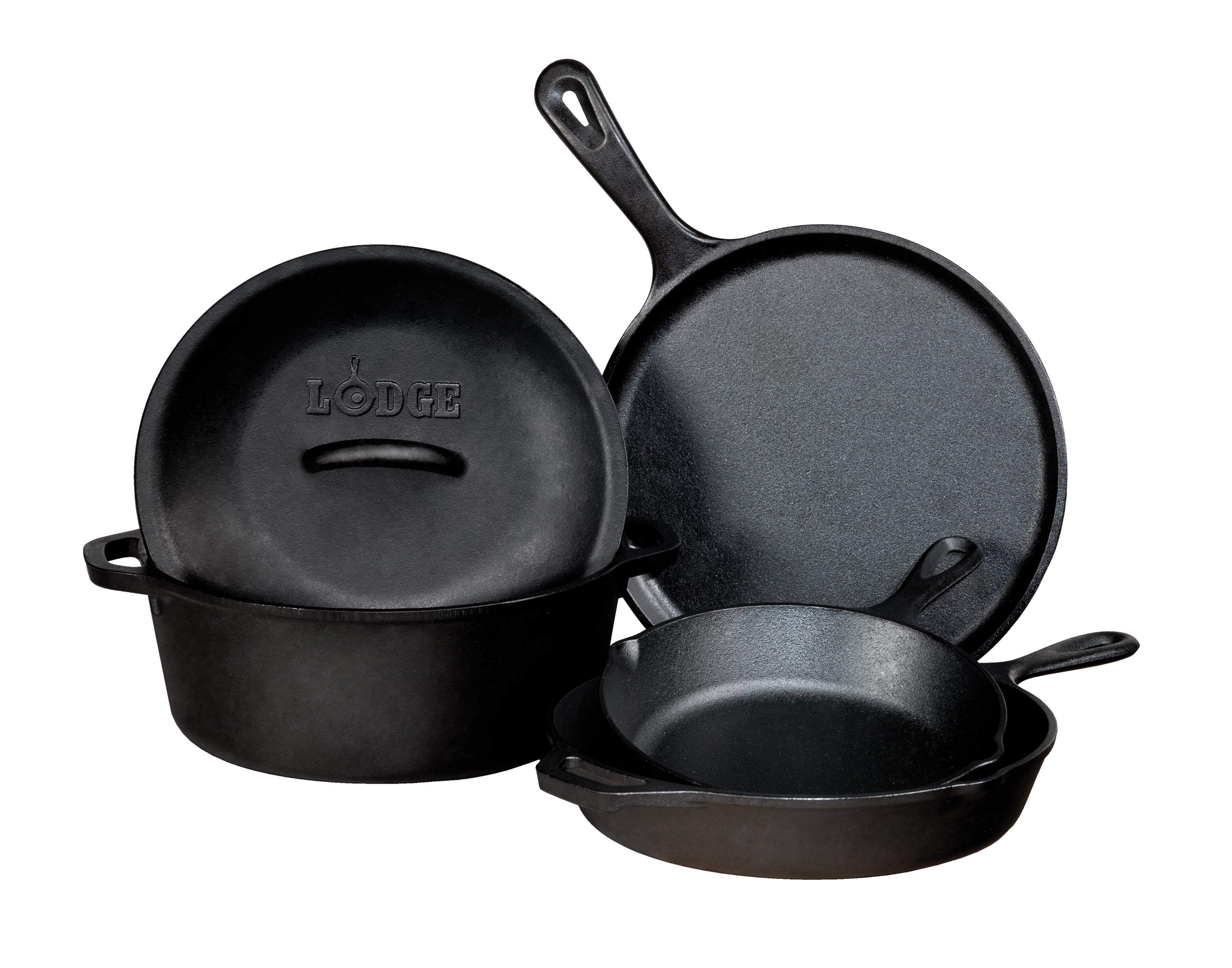 Lodge Pre-seasoned Cast Iron 5 Piece Set, L5HS3, 5 piece combo set