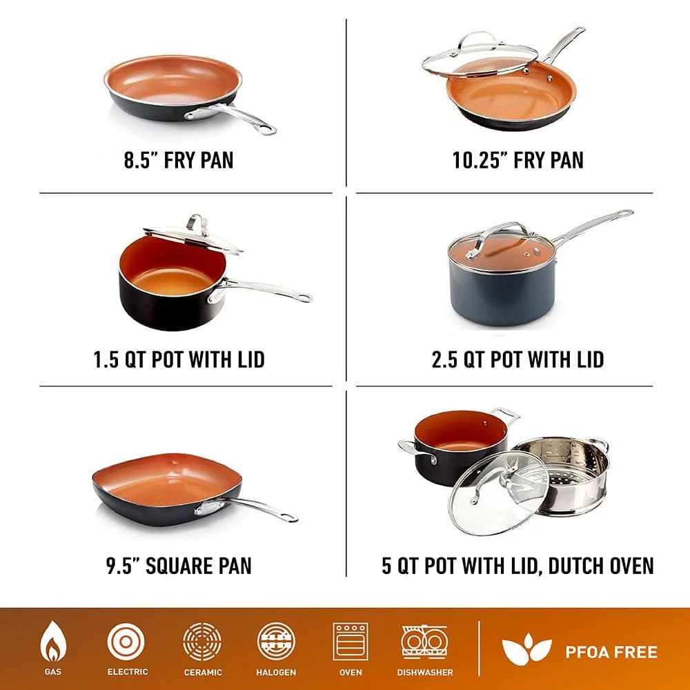 12-Piece Aluminum Ti-Ceramic Nonstick Coating Cookware Set