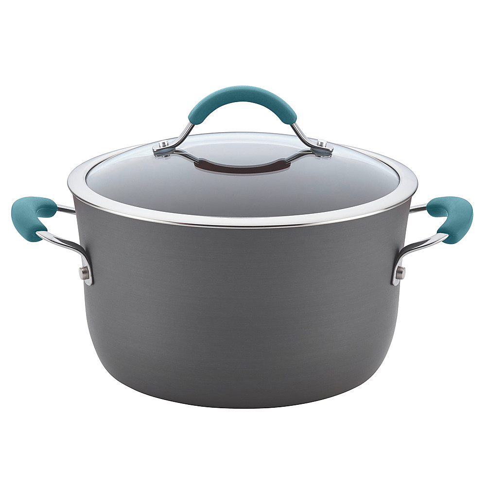 Rachael Ray - Cucina 12-Piece Cookware Set - Gray with Blue Handles