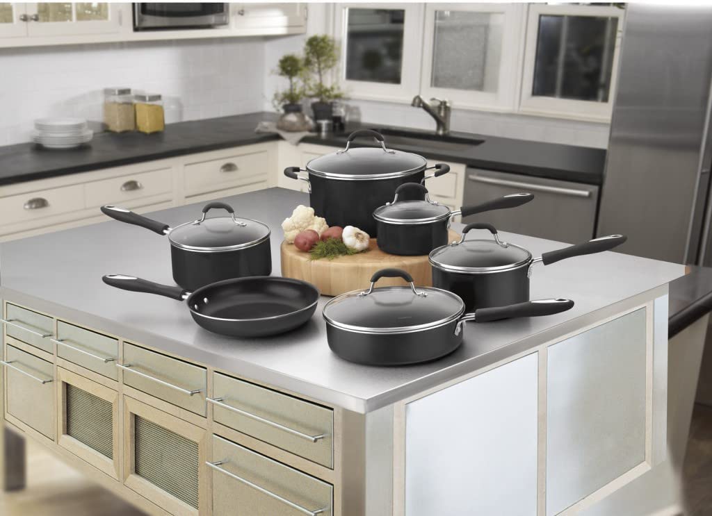 YHZCY 11-Piece Nonstick Cookware Set, Black, 55-11BK